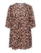 Carsunva Life 3/4 Knee Dress Aop Brown ONLY Carmakoma