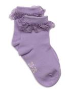 Ankle Sock W. Lace Purple Minymo