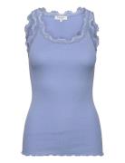 Rwbabette Silk Sl U-Neck Long Lace Blue Rosemunde