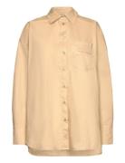 Cotton Poplin Pleated Back Shirt Beige REMAIN Birger Christensen