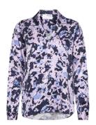 Slfaronia Ls Aop Satin Shirt B Purple Selected Femme