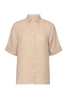Reign Linen Short Sleeve Shirt Beige Lexington Clothing
