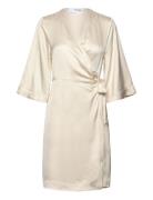 Slffranziska 3/4 Short Satin Wrap Dress Grey Selected Femme