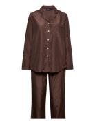 Melinda Viscose/Cotton Jacquard Dot Pajama Set Brown Lexington Home