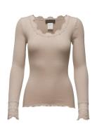 Silk T-Shirt W/ Lace Beige Rosemunde