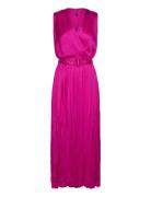 Pleated Satin Dress Pink Mango