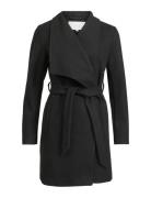 Vicooley Collar Belt Coat Black Vila