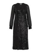 Vimaia Ls Sequin Midi Wrap Dress/Dc Black Vila