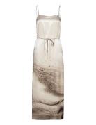 Travertine Print Midi Slip Dress Grey Calvin Klein