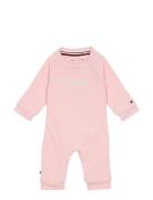 Baby Curved Monotype Coverall Pink Tommy Hilfiger