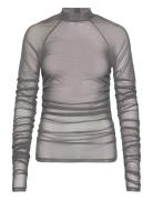 Printed Mesh Plated Long Sleeve Grey HAN Kjøbenhavn