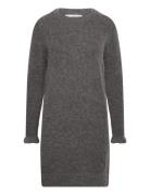 Slfsia Ras Frill Ls Knit Dress Grey Selected Femme