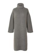 Slfnew Elina Ls Knit Highneck Dress B Grey Selected Femme