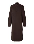 Slfkamma Half Zip Ls Knit Dress Camp Brown Selected Femme