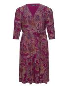 Paisley Surplice Jersey Dress Burgundy Lauren Women