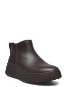 F-Mode Leather Flatform Zip Ankle Boots Brown FitFlop