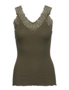 Organic Top W/ Lace Khaki Rosemunde