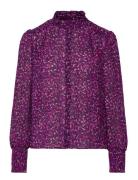 D6Moiré Printed Blouse Purple Dante6