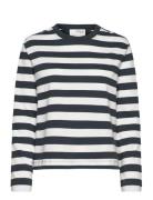 Slfessential Ls Striped Boxy Tee Noos Navy Selected Femme
