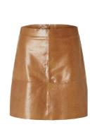 Slfsana Hw Mini Leather Skirt Brown Selected Femme