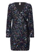 Yaskillo Sequin Ls Wrap Dress - Show Black YAS