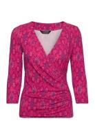 Geo-Print Surplice Jersey Top Pink Lauren Ralph Lauren