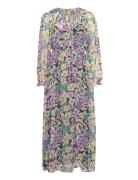 Textured Floral-Pattern Dress Purple Mango