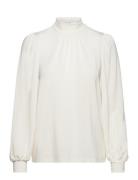 Slfsaya Ls High Neck Top White Selected Femme