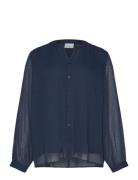 Caranine Life L/S Lace Shirt Wvn Blue ONLY Carmakoma