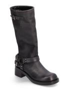 Biaharper Biker Boot Pull Up Leather Black Bianco