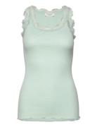 Silk Top W/ Lace Green Rosemunde