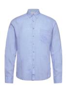 Cotton/Linen Shirt L/S Blue Lindbergh