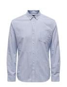 Onsremy Ls Reg Wash Stripe Oxford Shirt Blue ONLY & SONS