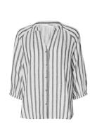 Slfalberta 3/4 Stripe Shirt Noos White Selected Femme