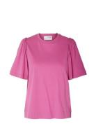 Slfpenelope 2/4 Ruffle Tee Noos Pink Selected Femme