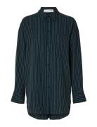 Slfmaddie Ls Striped Tencel Shirt B Black Selected Femme