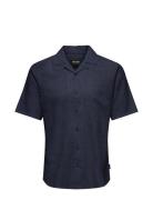 Onscaiden Ss Solid Resort Linen Shirt Navy ONLY & SONS