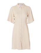 Slfgulia 2/4 Short Shirt Dress Beige Selected Femme