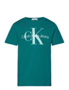 Ck Monogram Ss T-Shirt Blue Calvin Klein