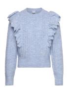 Sweater Flounce At Shoulder Blue Lindex