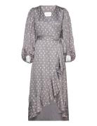 Blossom Printed Wrap Midi Dress Grey Malina