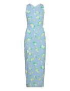 Jacquard Midi Slit Dress Blue ROTATE Birger Christensen