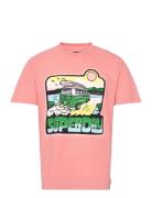 Neon Travel Graphic Loose Tee Pink Superdry