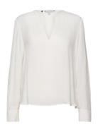 Viscose Crepe V-Neck Blouse Ls White Tommy Hilfiger