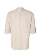 Slhregkylian-Linen Shirt Ls Band Beige Selected Homme