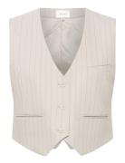 Joellegz Pinstripe Waistcoat Cream Gestuz