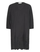 Cotton Dress W/ Embroidery Black Rosemunde