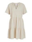 Viprisilla S/S V-Neck Short Dress Cream Vila