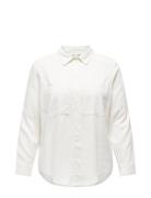 Carcaro L/S Ovs Linen Shirt Tlr White ONLY Carmakoma