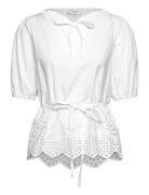 Cotton Blouse W/ Embroidery White Rosemunde